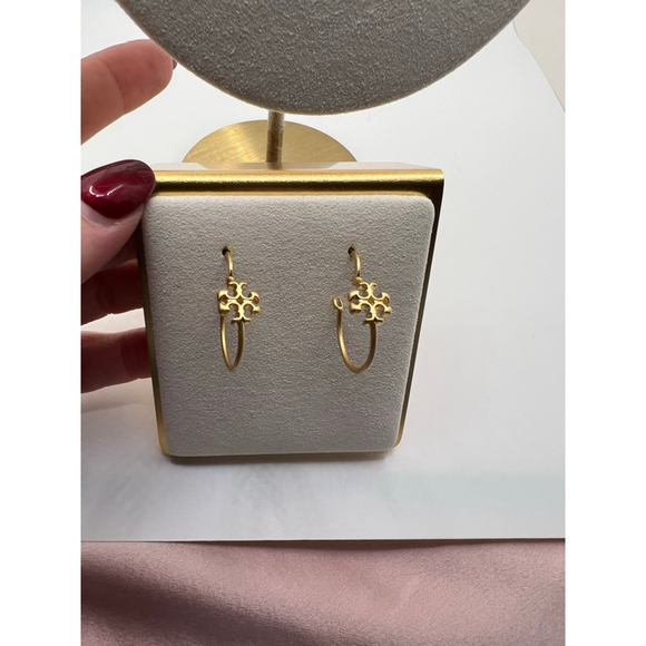 Women's Tory Burch Gold Logo Hoop Earrings - Picture 1 of 1